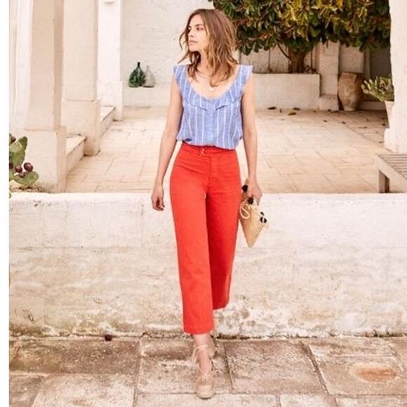 Sezane Denim June High Waist Pantalone Jeans Crop Pants - Picture 1 of 8